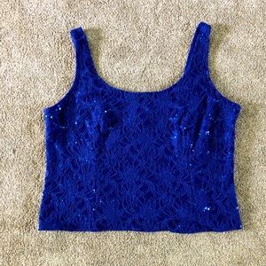 XSCAPE Joanna Chen formal party lace tank top size 22W Chic sequins Paillettes